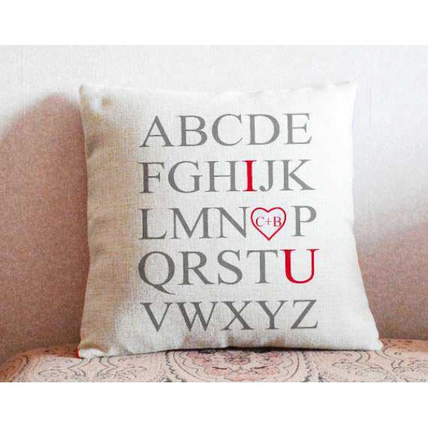 Alphabets I Love You Personalized Cushion